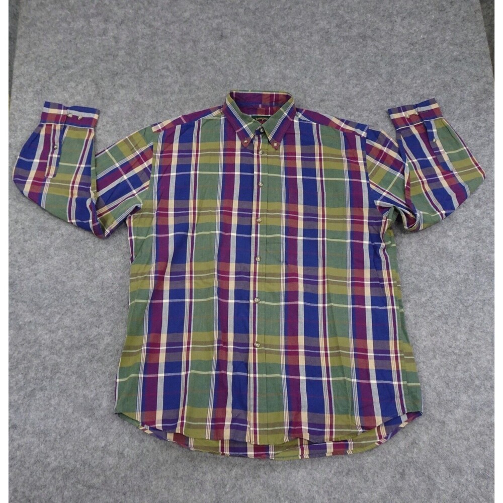 Saddlebred Button Up Shirt Mens Large Multicolor Long Sleeve Classic Fit Plaid